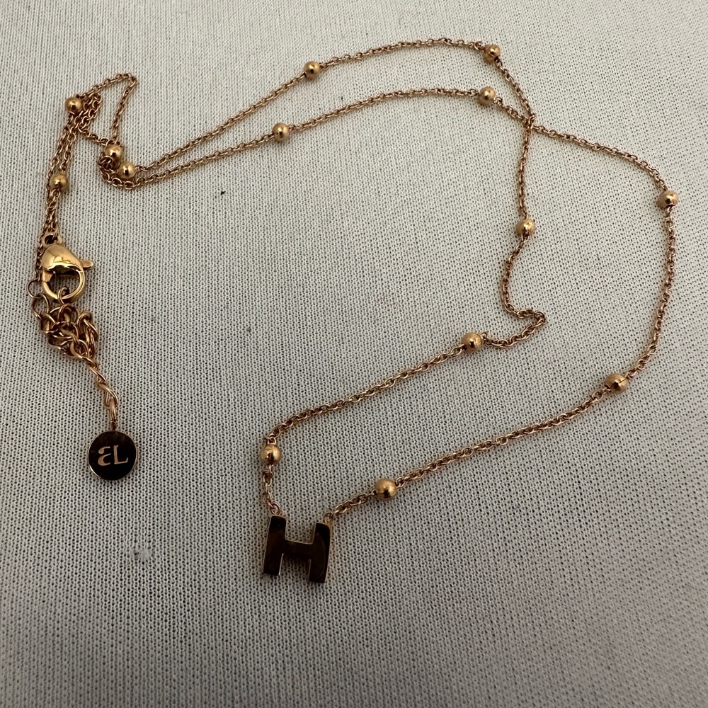 Abbott Lyon rose gold initial H necklace - Picture 3 of 3